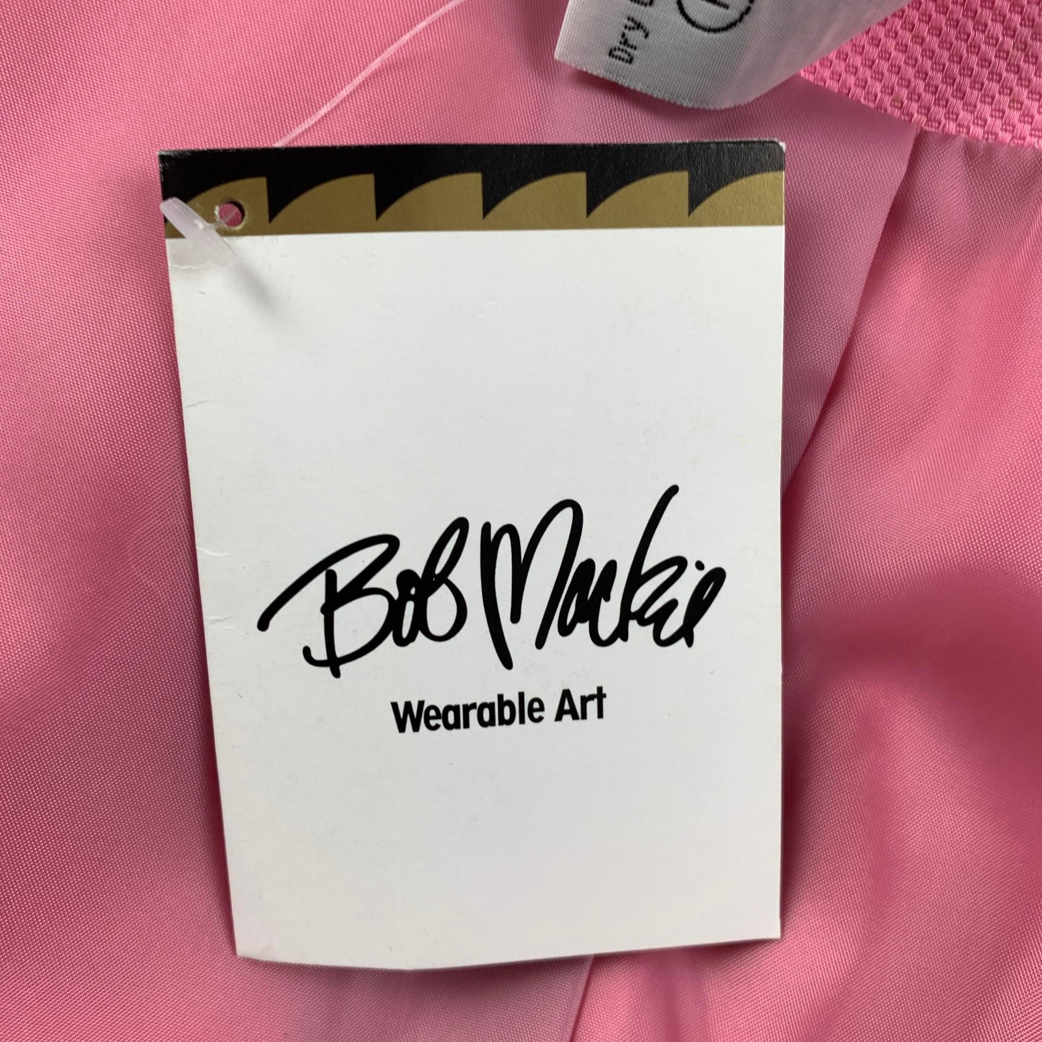 Men's BOB MACKIE Size S Pink White Embroidered Cotton Jacket Blazer