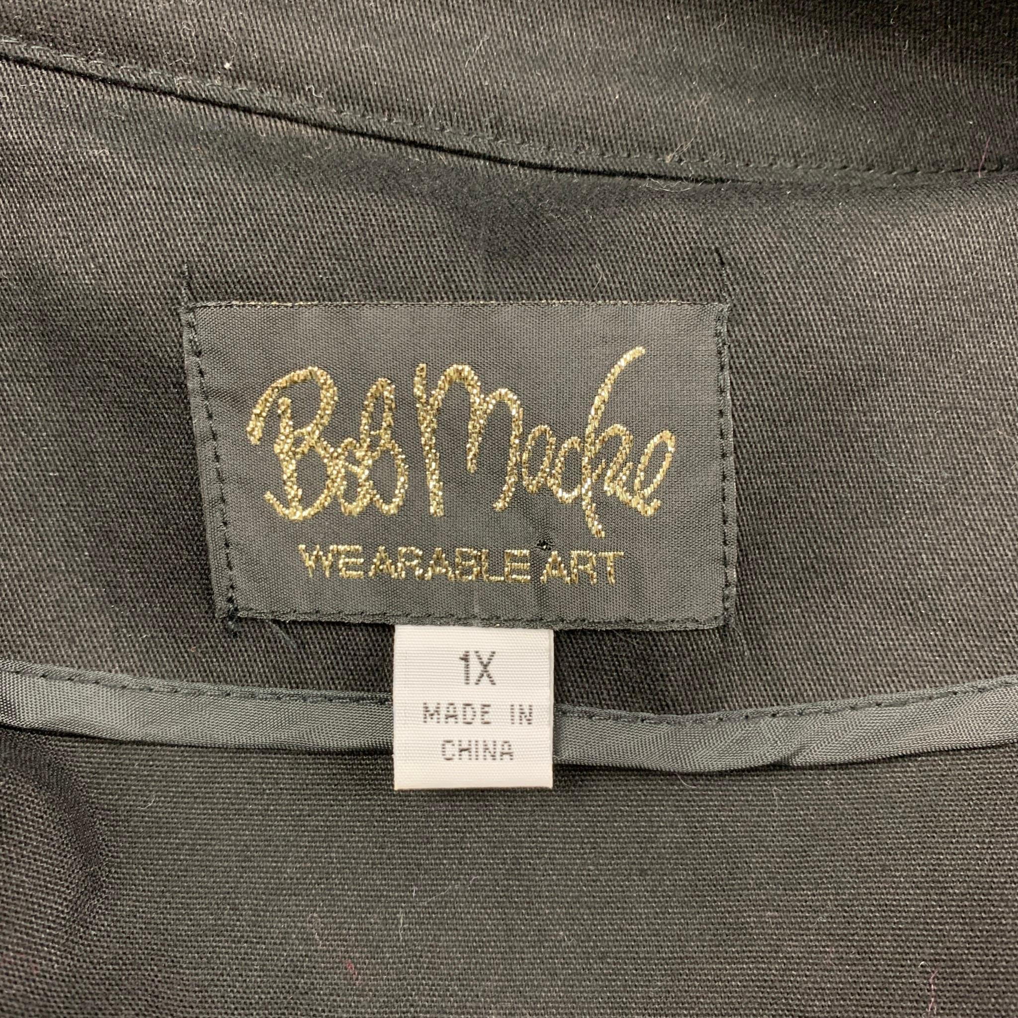 BOB MACKIE Size XL Black Silver Cotton Embellishment Jacket 1