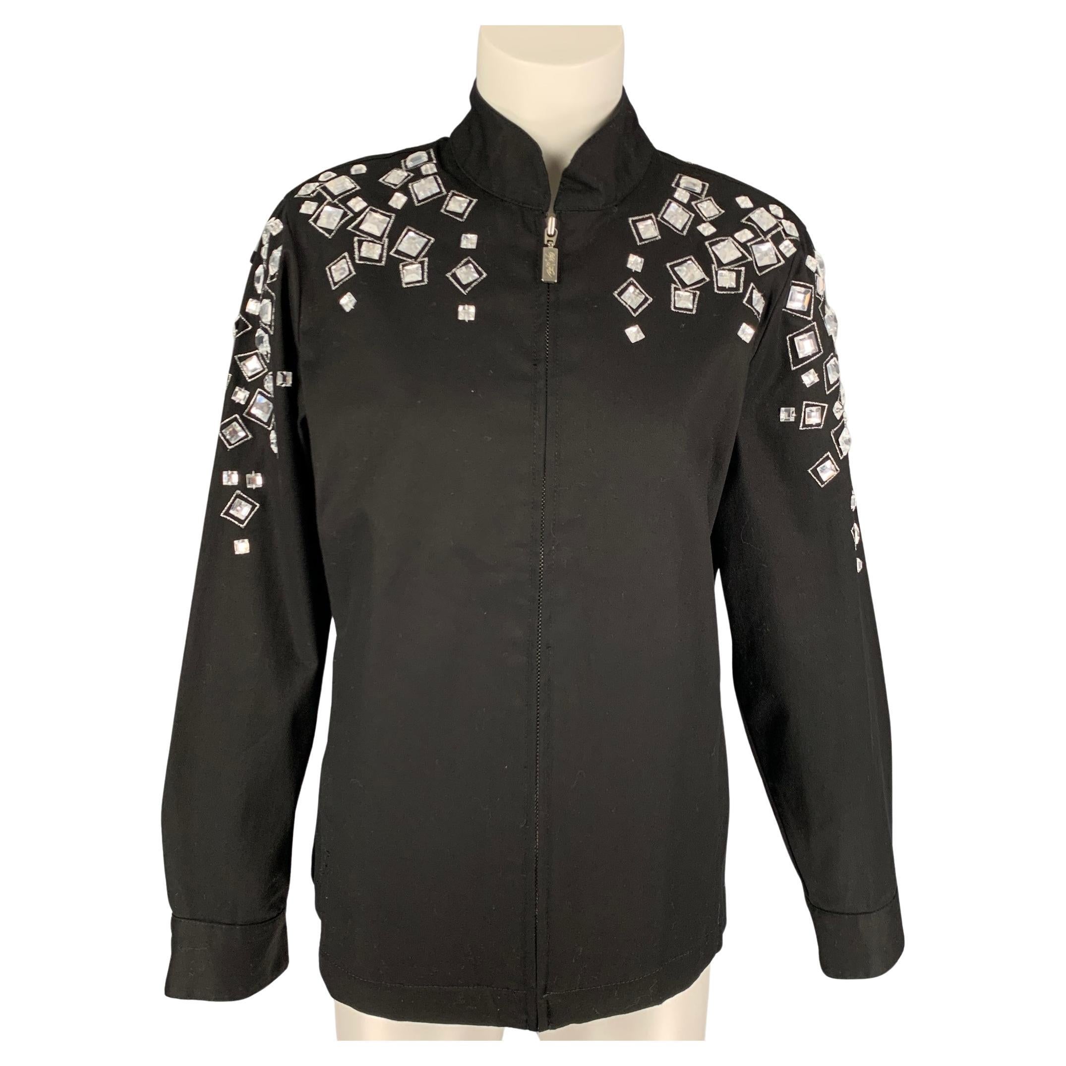 BOB MACKIE Size XL Black Silver Cotton Embellishment Jacket