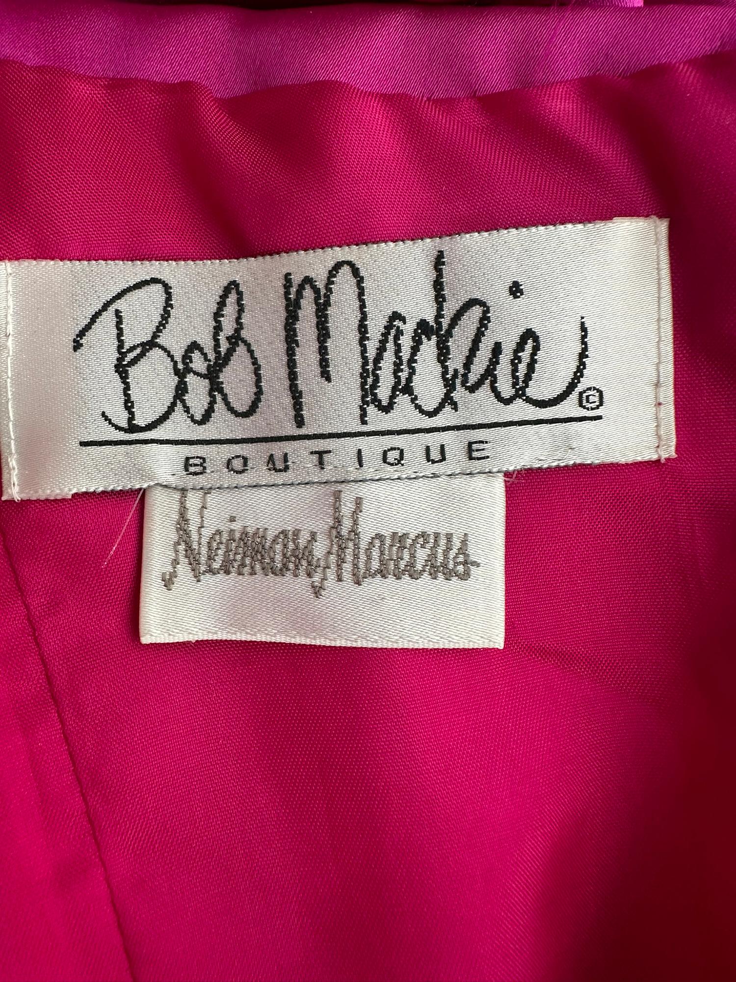 Bob Mackie Strapless Beaded Bodice Semi Full Skirt Evening Dress in Fuchsia 6  For Sale 7