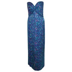 Used Bob Mackie Strapless Beaded Gown, Circa 1980