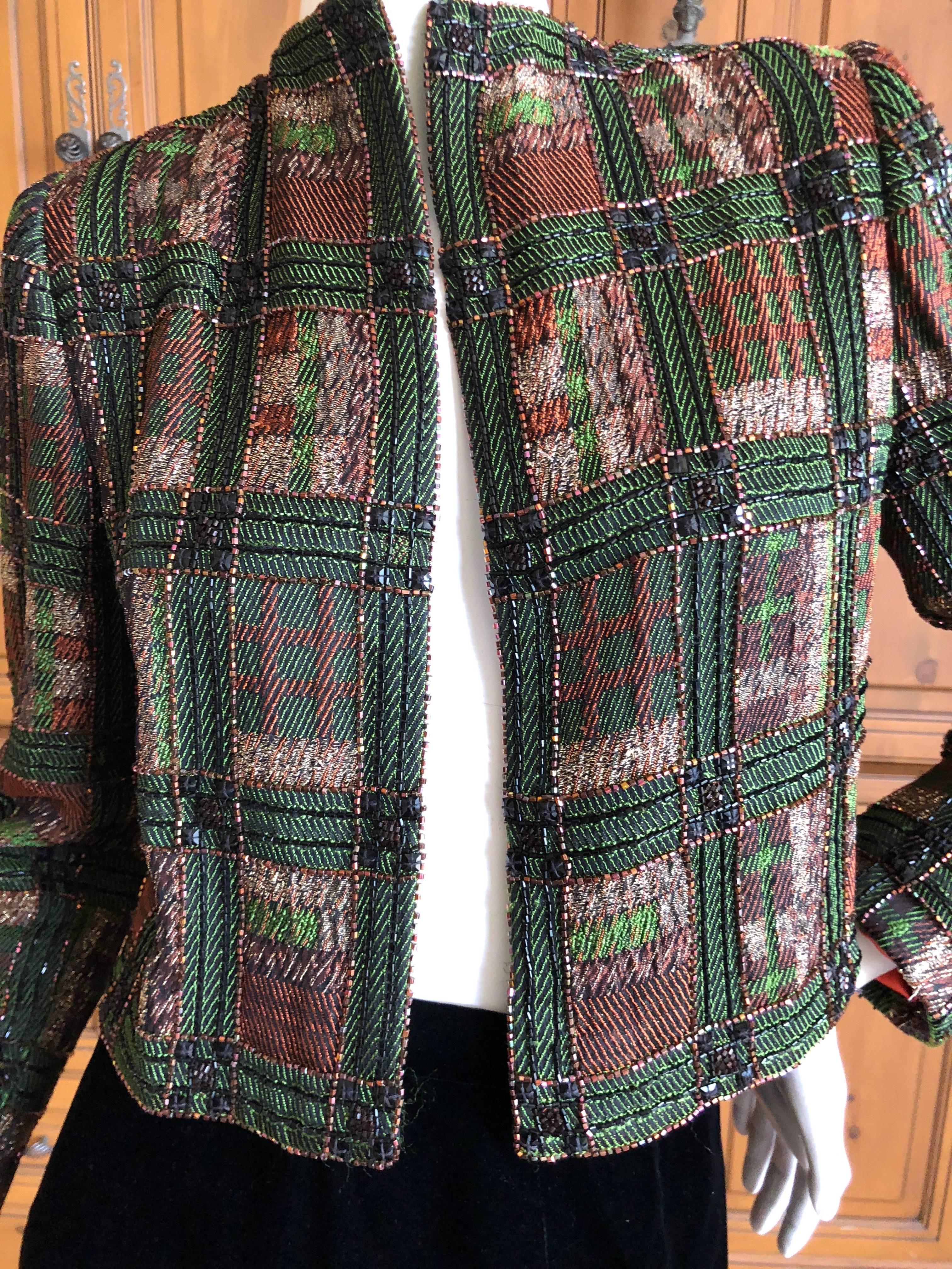 Women's Bob Mackie Tartan Beaded jacket For Sale