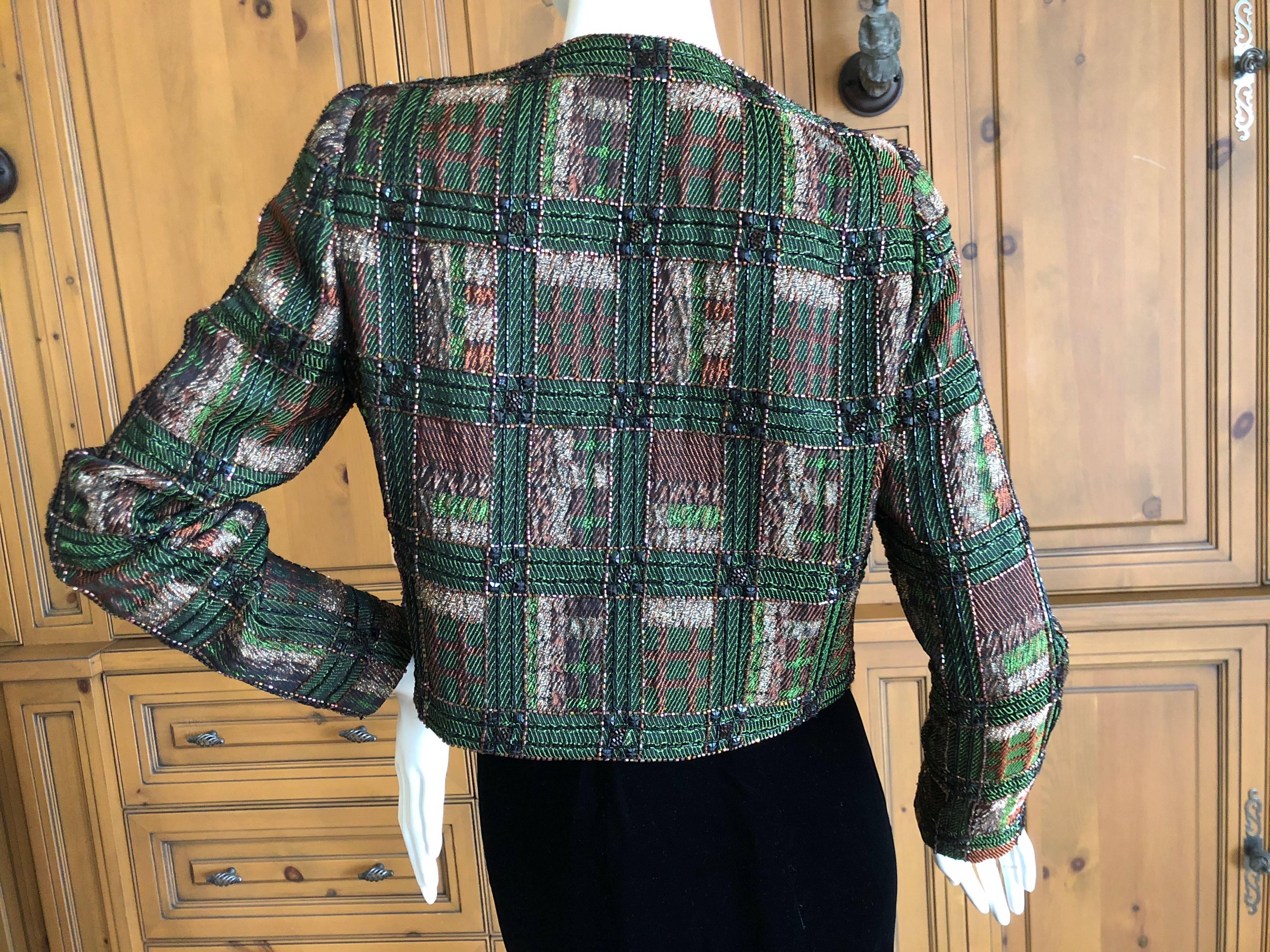 Bob Mackie Tartan Beaded jacket For Sale 3
