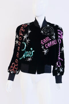 BOB MACKIE Vintage 80's Old Hollywood Themed Sequin Jacket