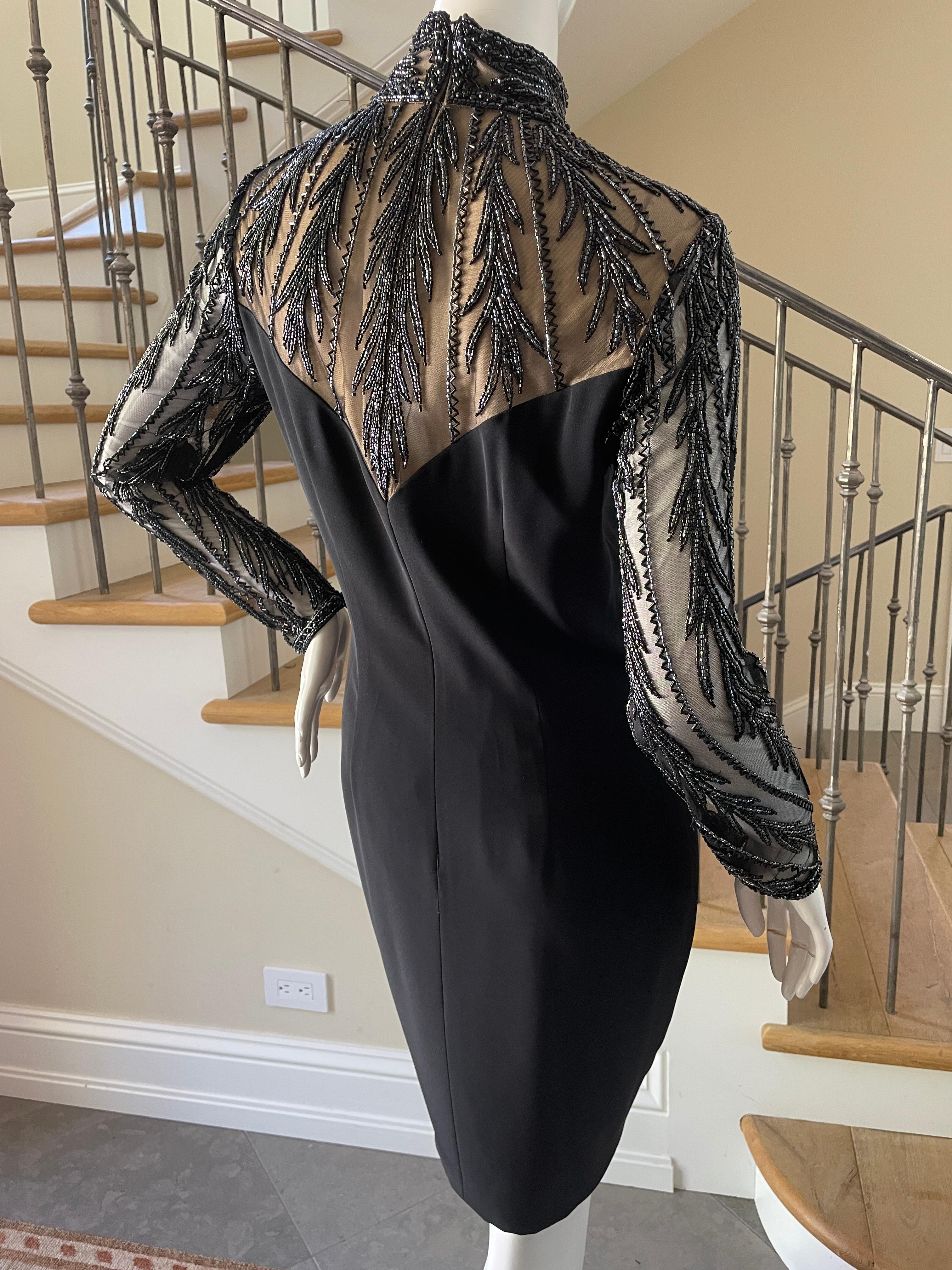 Bob Mackie Vintage 80's Sheer Beaded Lace Like Evening Dress  For Sale 5