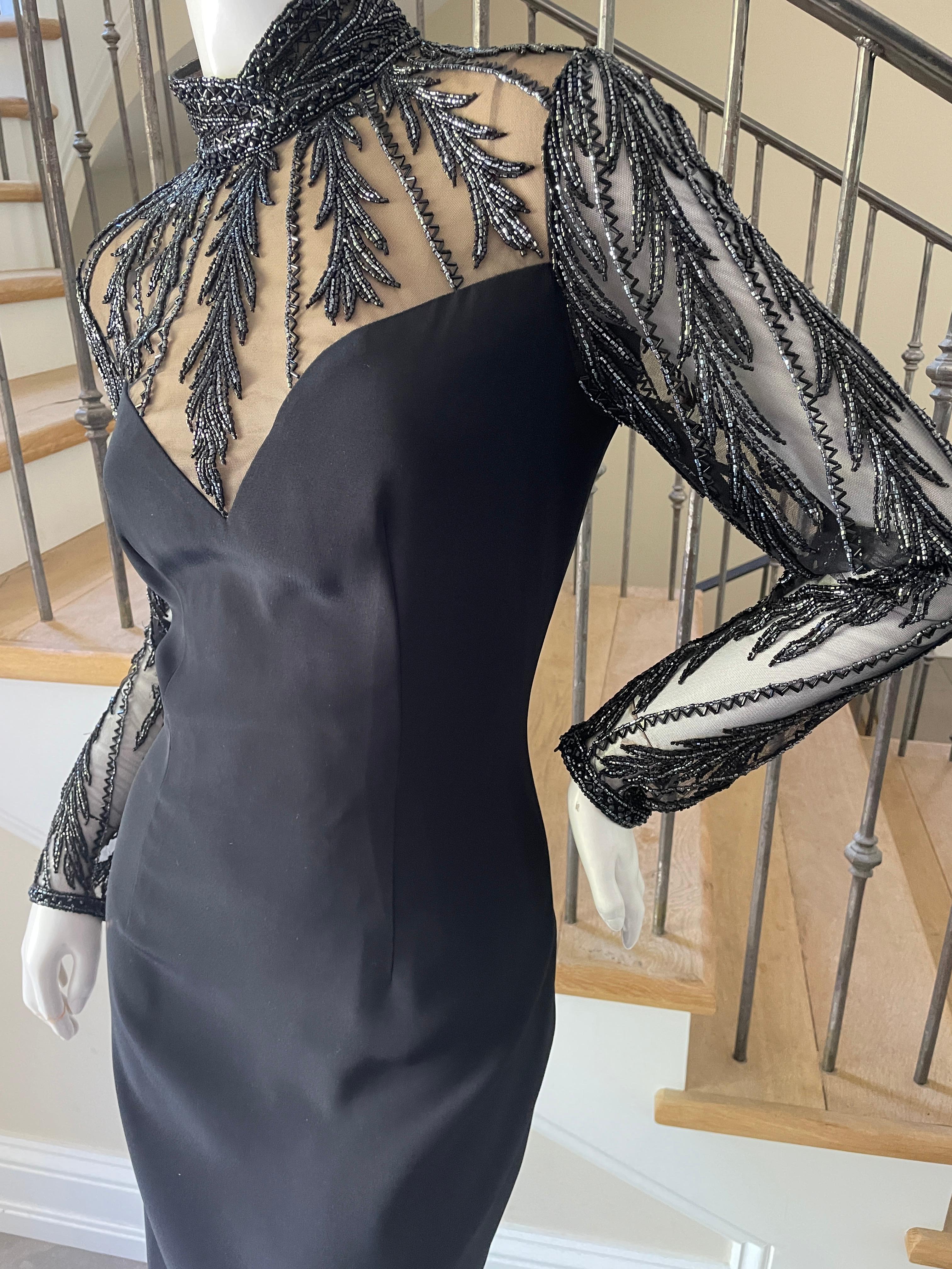 Women's Bob Mackie Vintage 80's Sheer Beaded Lace Like Evening Dress  For Sale