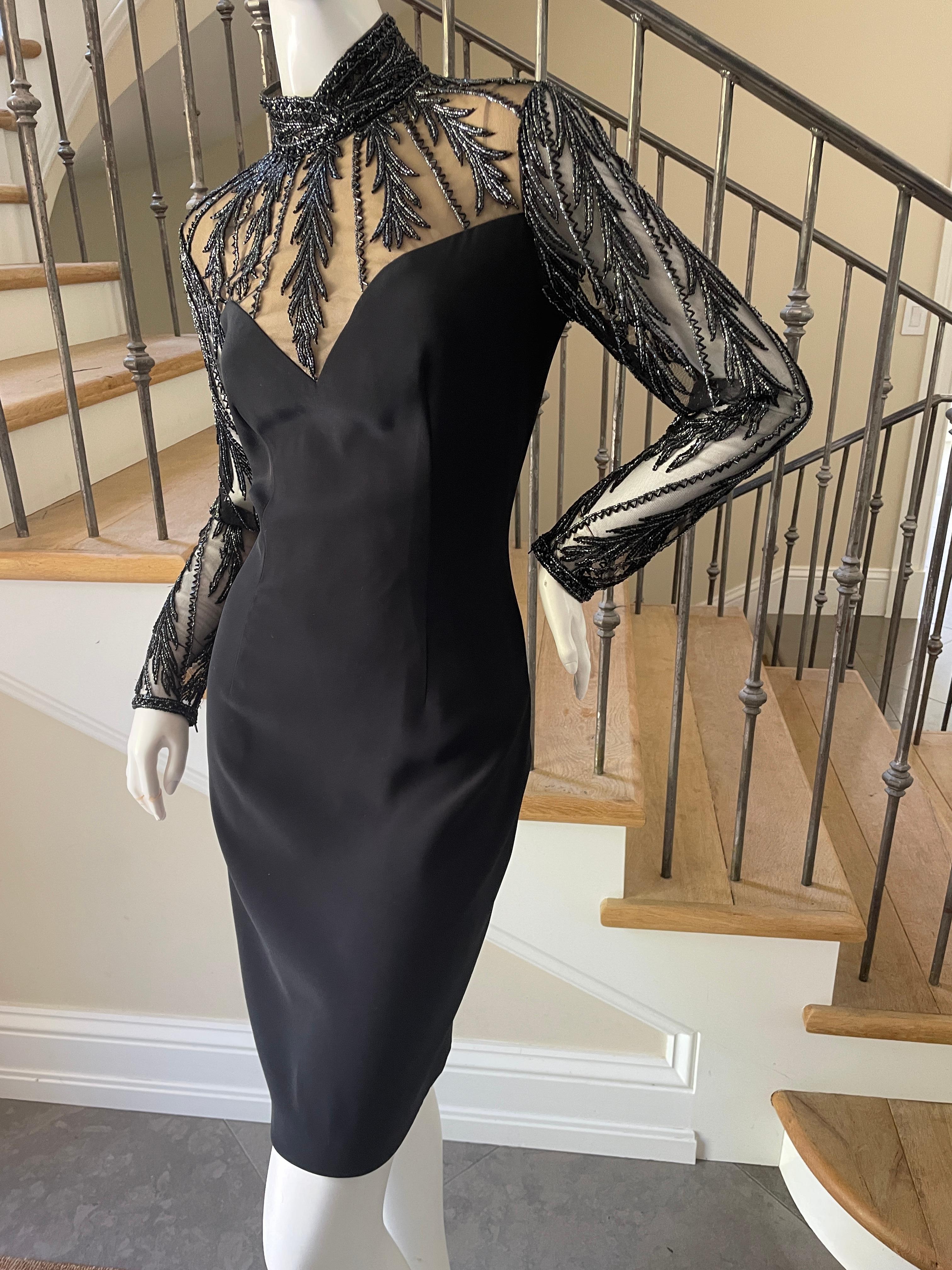 Bob Mackie Vintage 80's Sheer Beaded Lace Like Evening Dress  For Sale 1