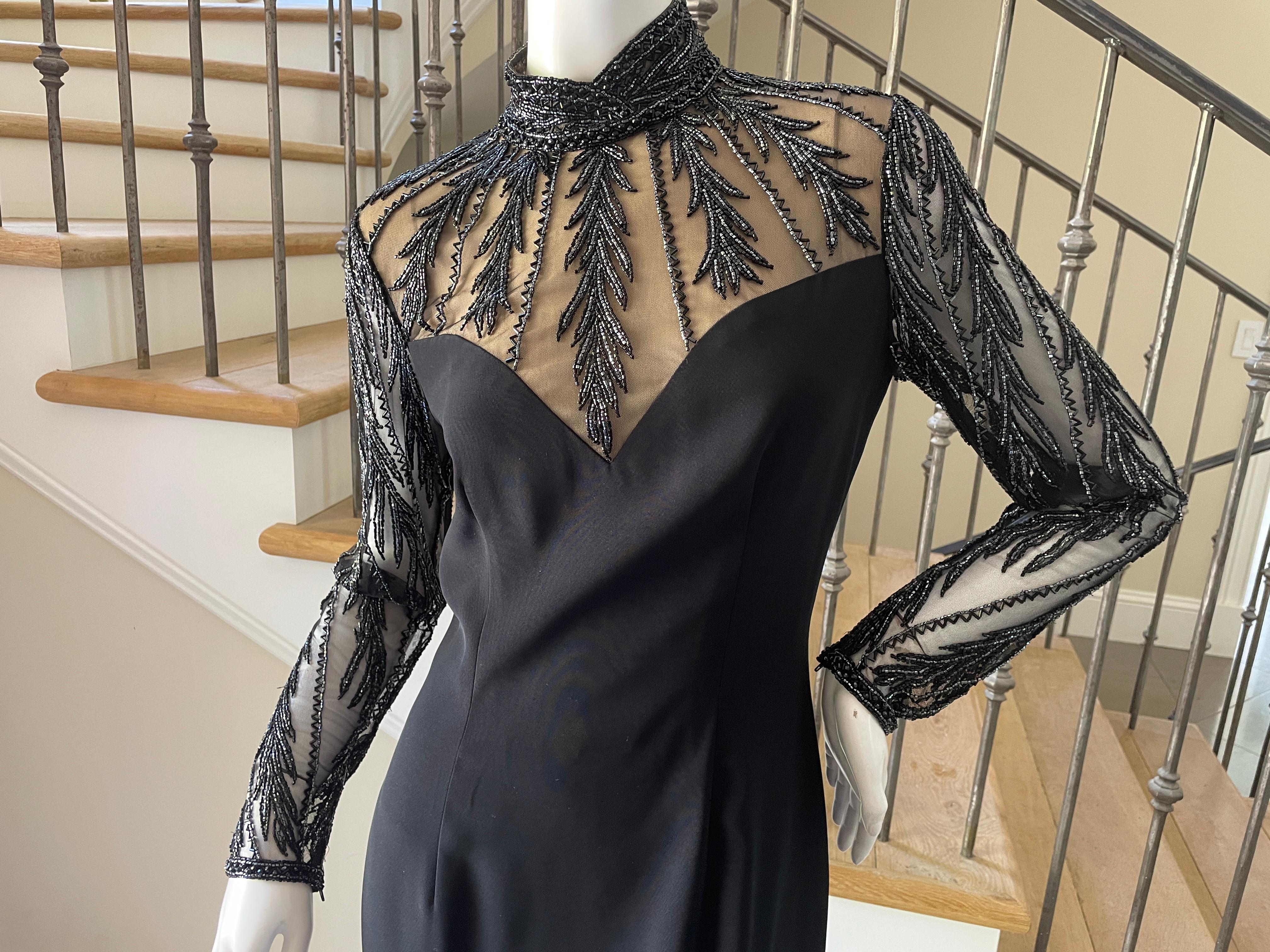Bob Mackie Vintage 80's Sheer Beaded Lace Like Evening Dress  For Sale 3
