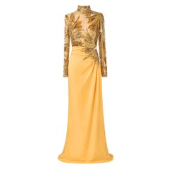 Bob Mackie Vintage Elegant Yellow and Gold Evening Gown Size 8