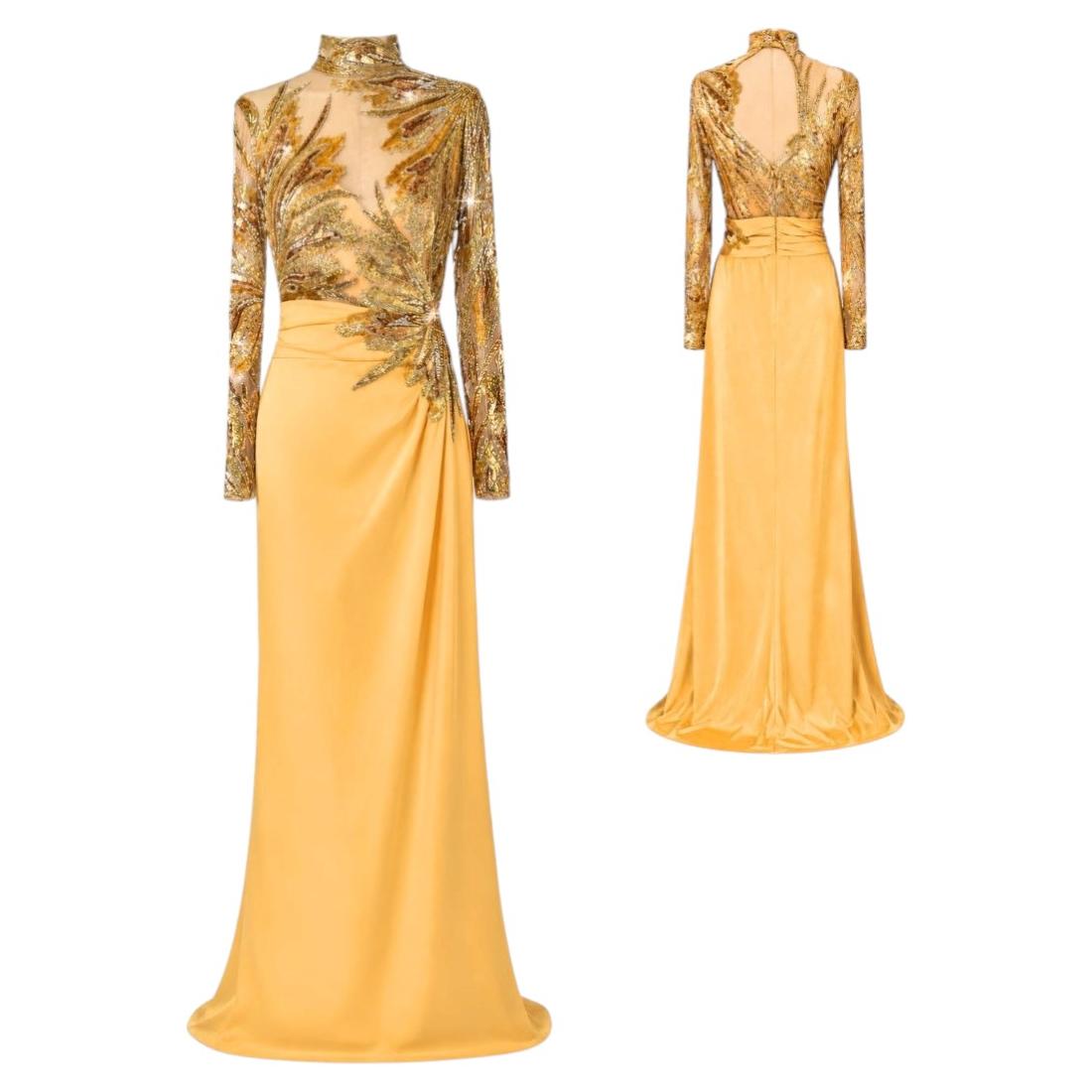 Bob Mackie Vintage Elegant Yellow and Gold Evening Gown Size 8