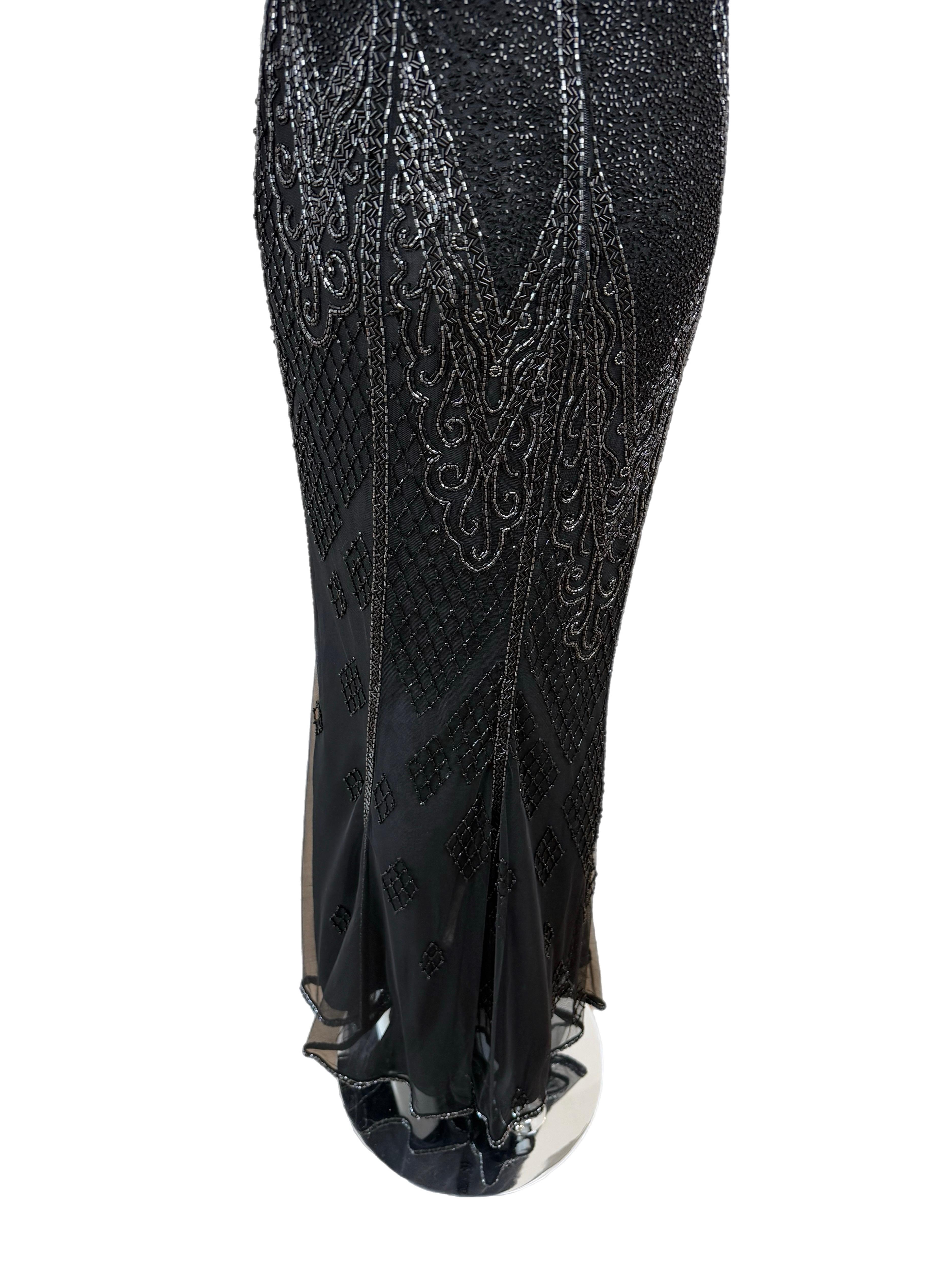 BOB MACKIE Vintage Heavily Beaded Cowl Neck Open Back Evening Gown im Angebot 5