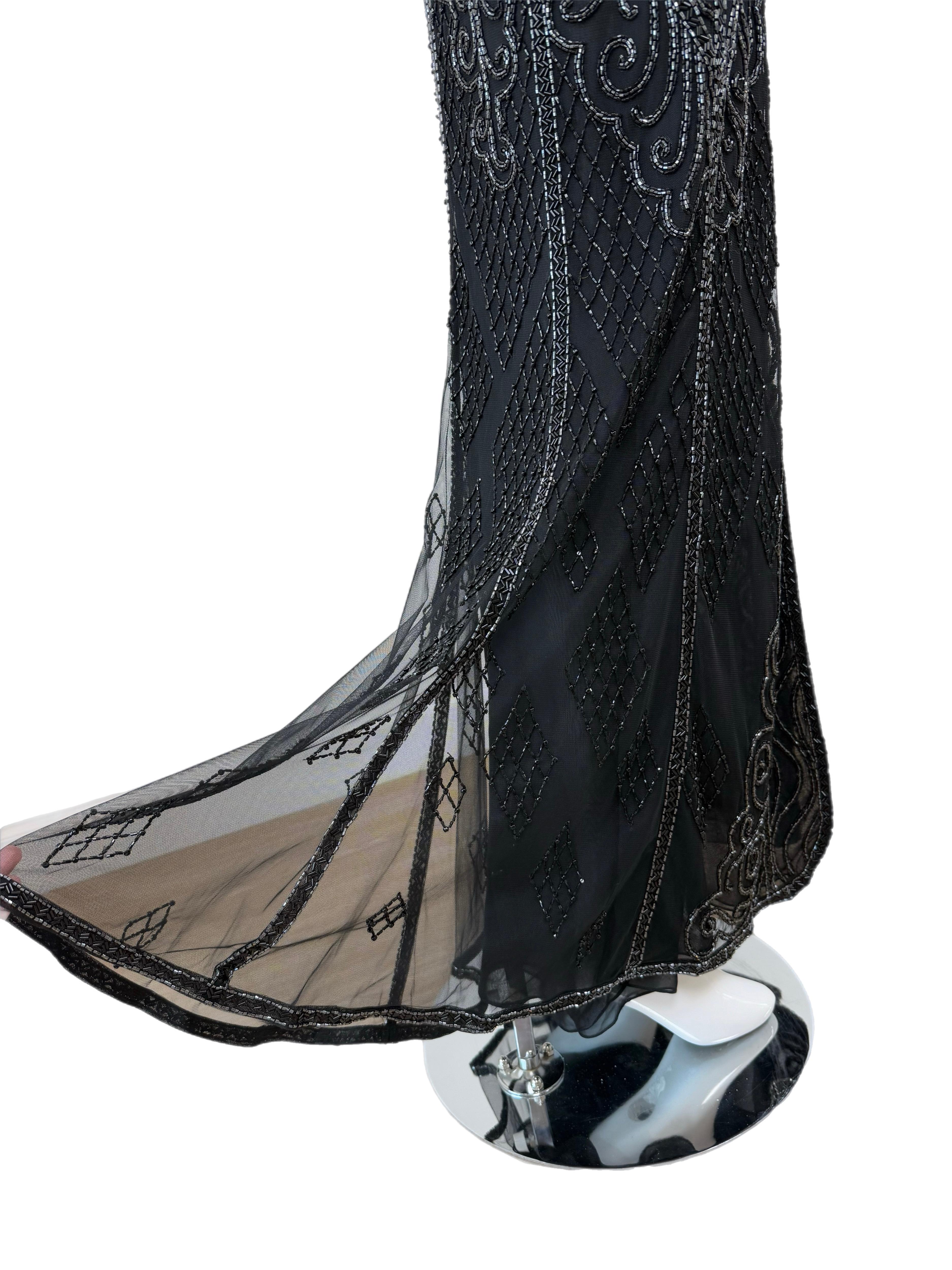 BOB MACKIE Vintage Heavily Beaded Cowl Neck Open Back Evening Gown im Angebot 7