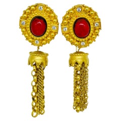 Orecchini a clip firmati BOB MACKIE vintage in corallo finto tono oro