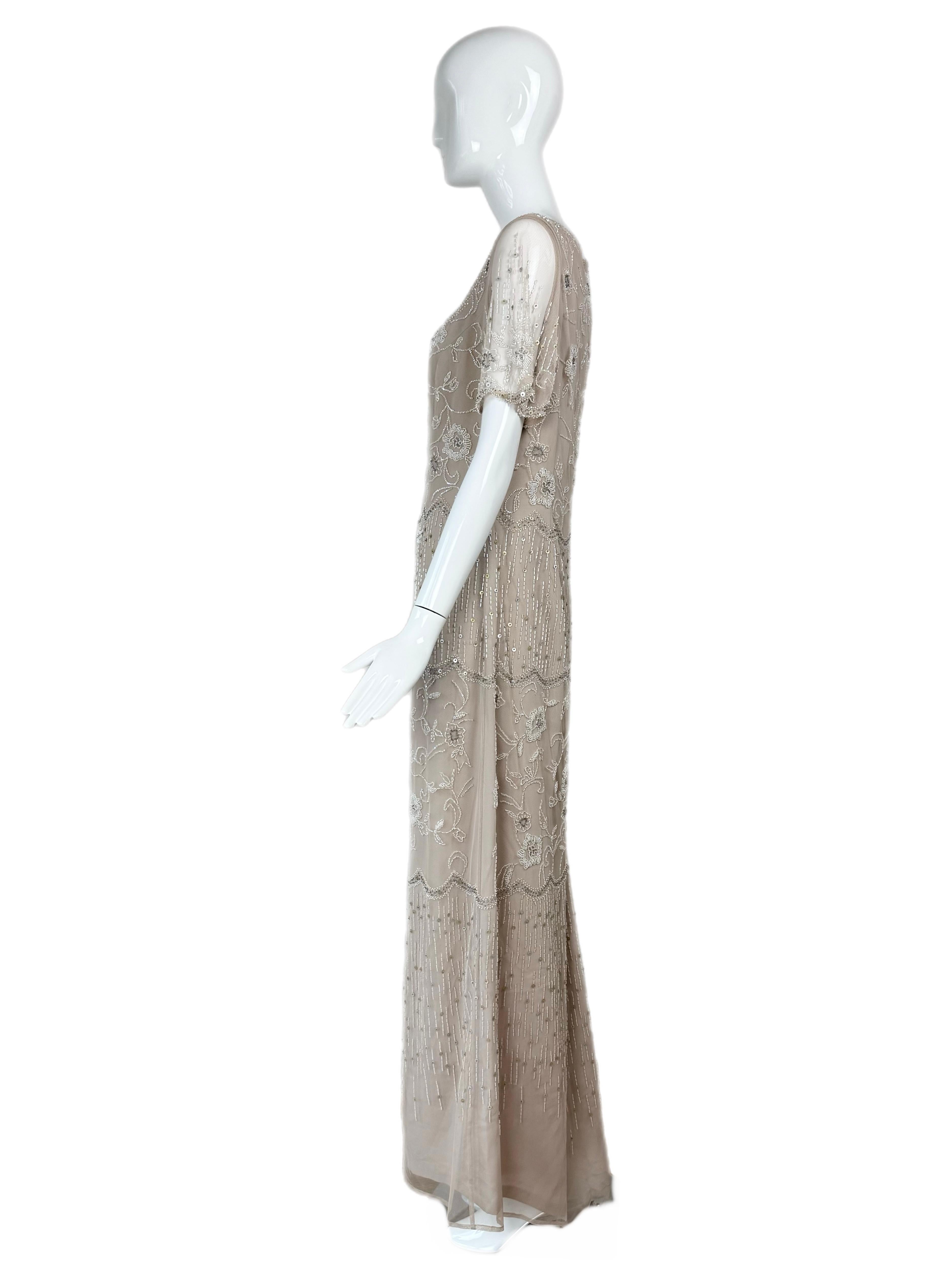 BOB MACKIE Vestido de Novia Vintage Taupe con Abalorios y Adornos Vestido de Novia Maxi en Nuevo estado para la venta en Leonardo, NJ