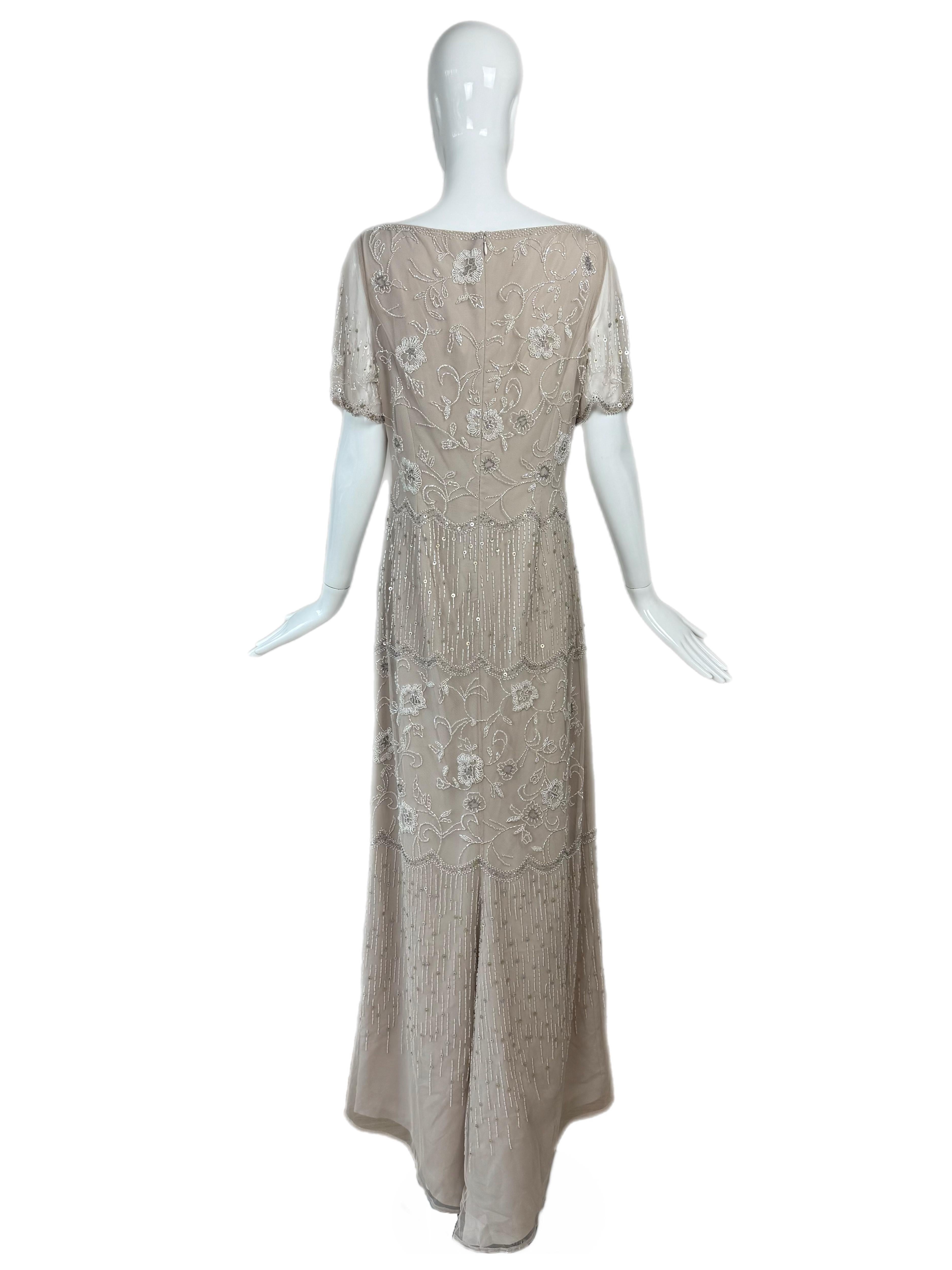 De las mujeres BOB MACKIE Vestido de Novia Vintage Taupe con Abalorios y Adornos Vestido de Novia Maxi en venta