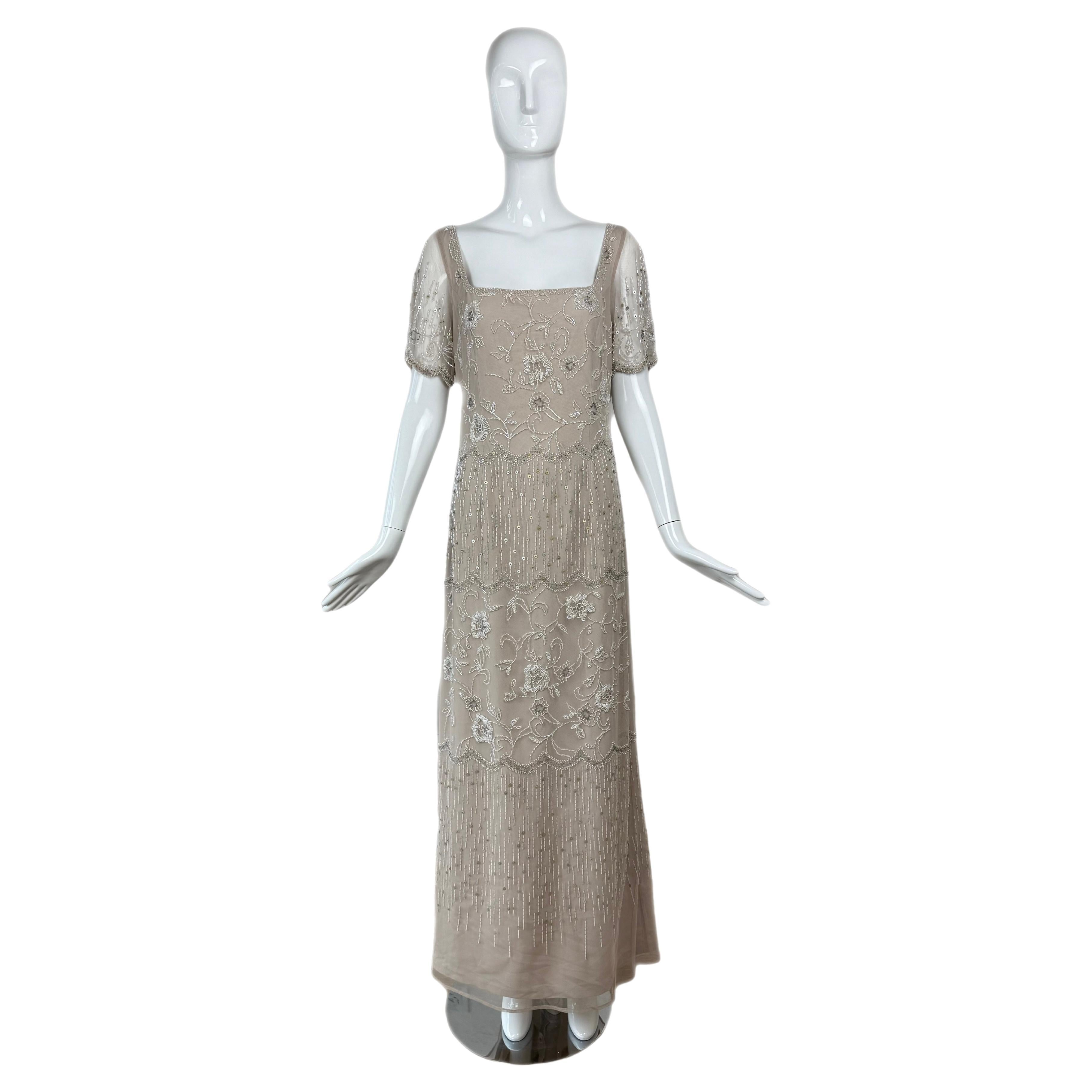 BOB MACKIE Vestido de Novia Vintage Taupe con Abalorios y Adornos Vestido de Novia Maxi en venta