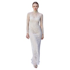 Bob Mackie Spring 1989 White Beaded Mesh Gown
