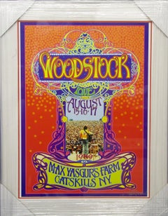 Framed Woodstock 1969 Poster. Signed by Artist Bob Massey. 