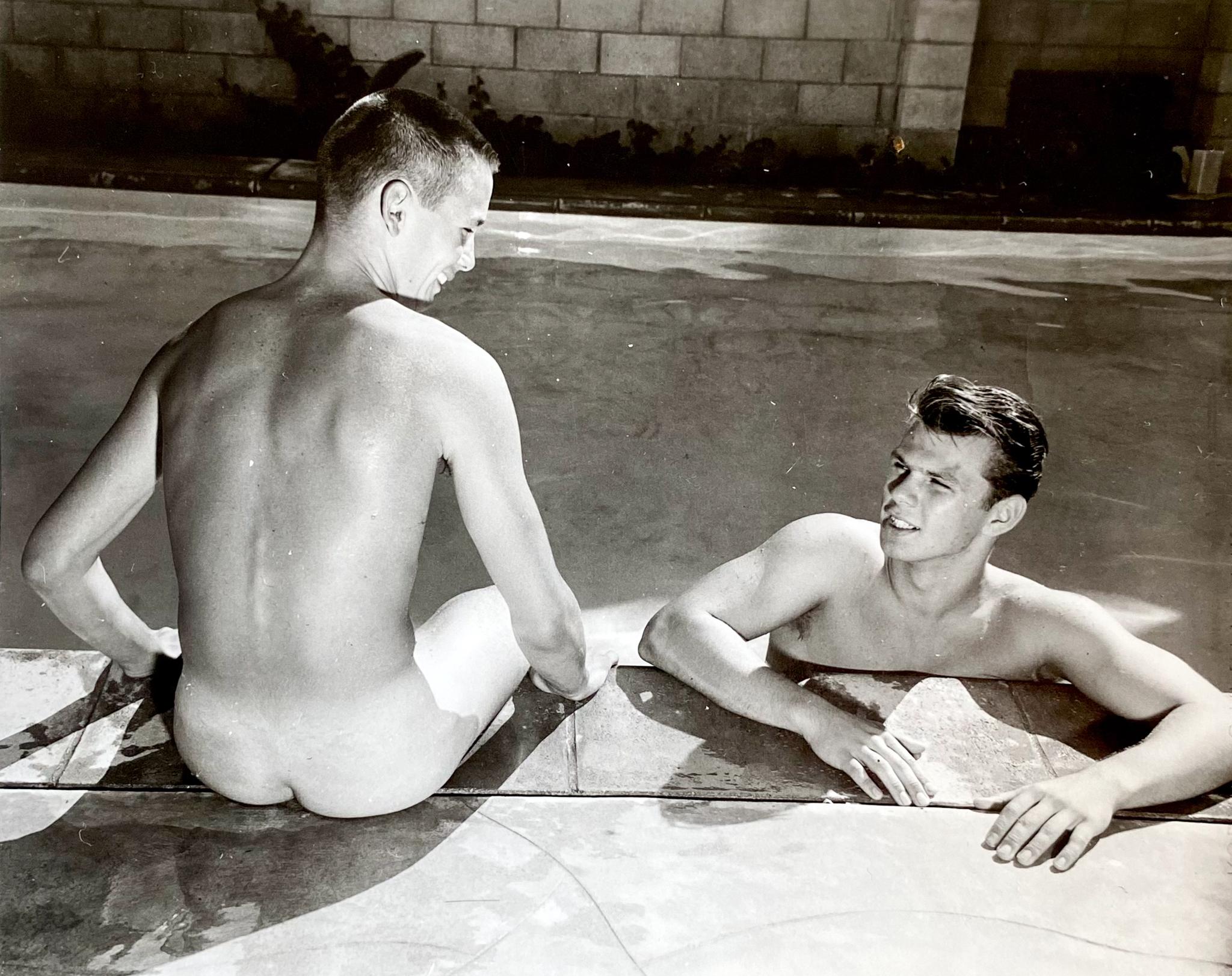 Bob Mizer Nude Photograph - Pool Boys - 1960s Gelatin Silver Print - Original Photograph - AMG Studio Stamp