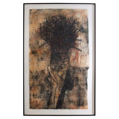 Bob Nugent Palma 1995 Contemporary Mixed Media Art Painting on Paper Framed
