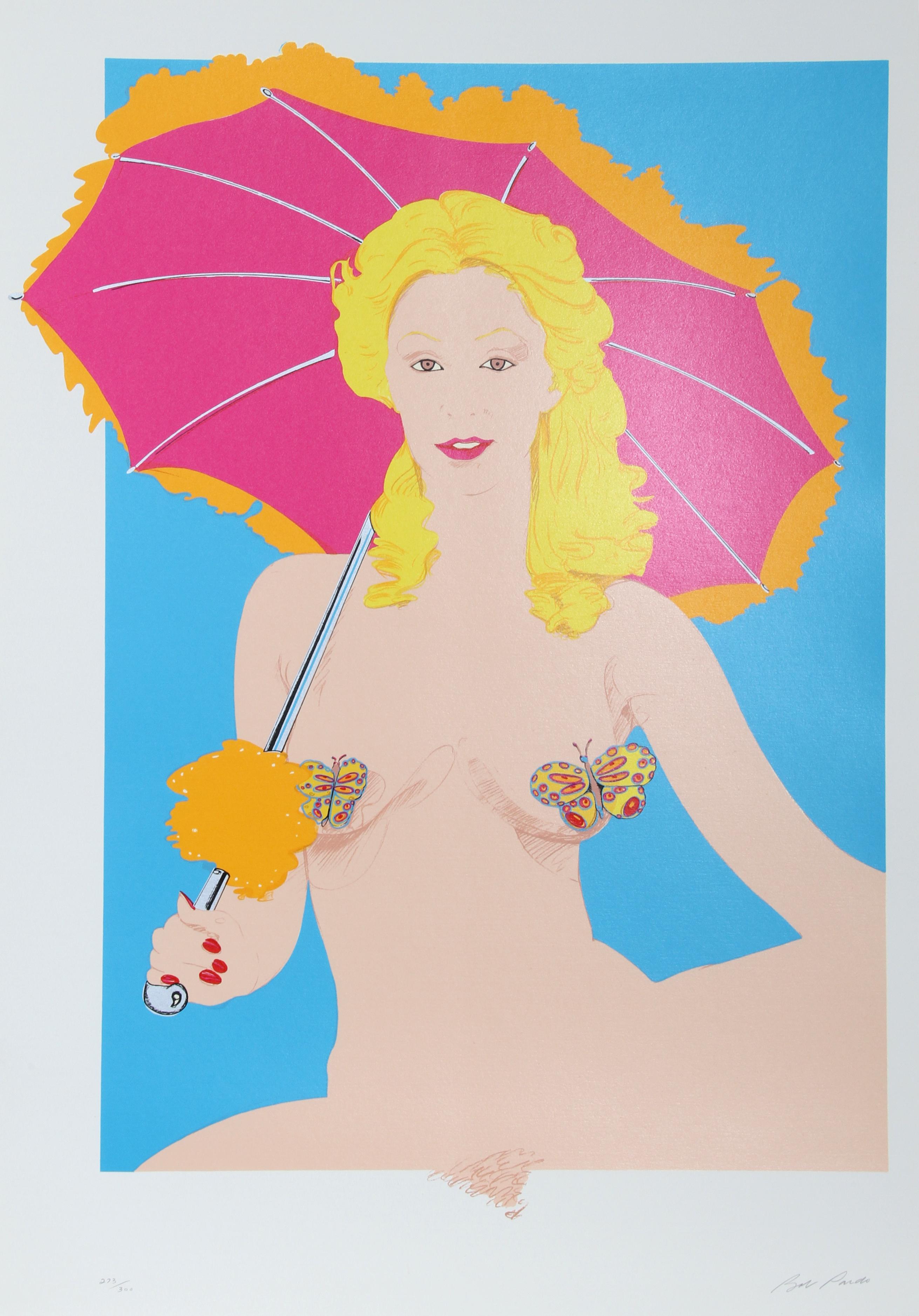 Blonde with Parasol, Signed Pop Art Screenprint by Bob Pardo