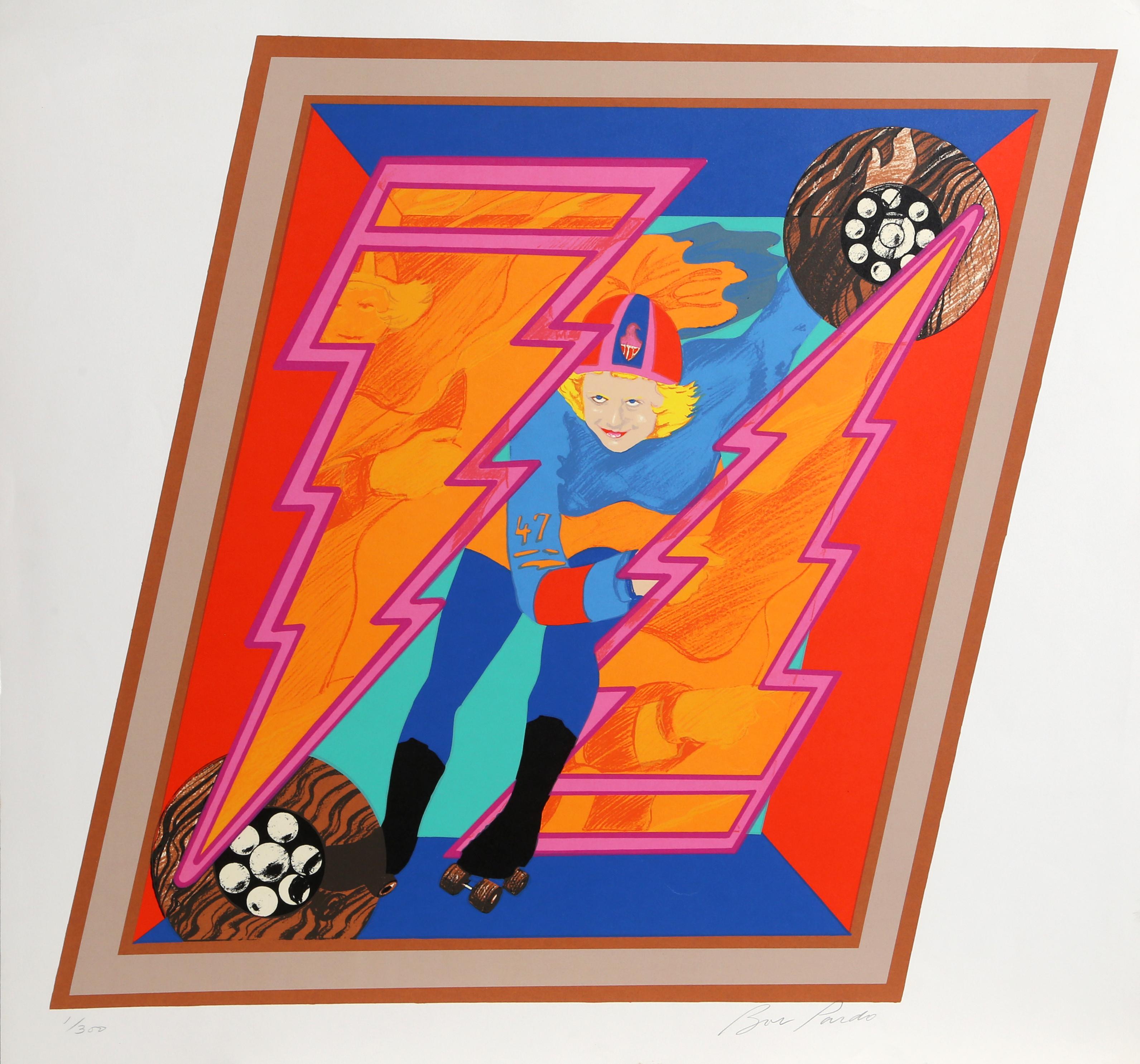 Roller Derby by Bob Pardo, American
Date: circa 1980
Screenprint, signed and numbered in pencil
Edition of 300
Size: 27.5 in. x 29.5 in. (69.85 cm x 74.93 cm)