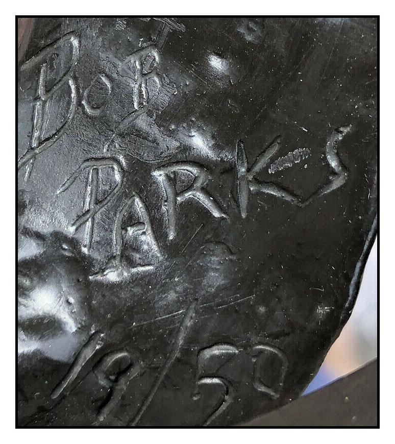 Bob Parks Bronze Sculpture Signed Horse Horseshoe Good Luck Fortune Western Art For Sale 1