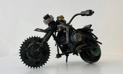 Vintage  Late 20th Century Contemporary Metal Assemblage Racing Motorcycle Sculpture 