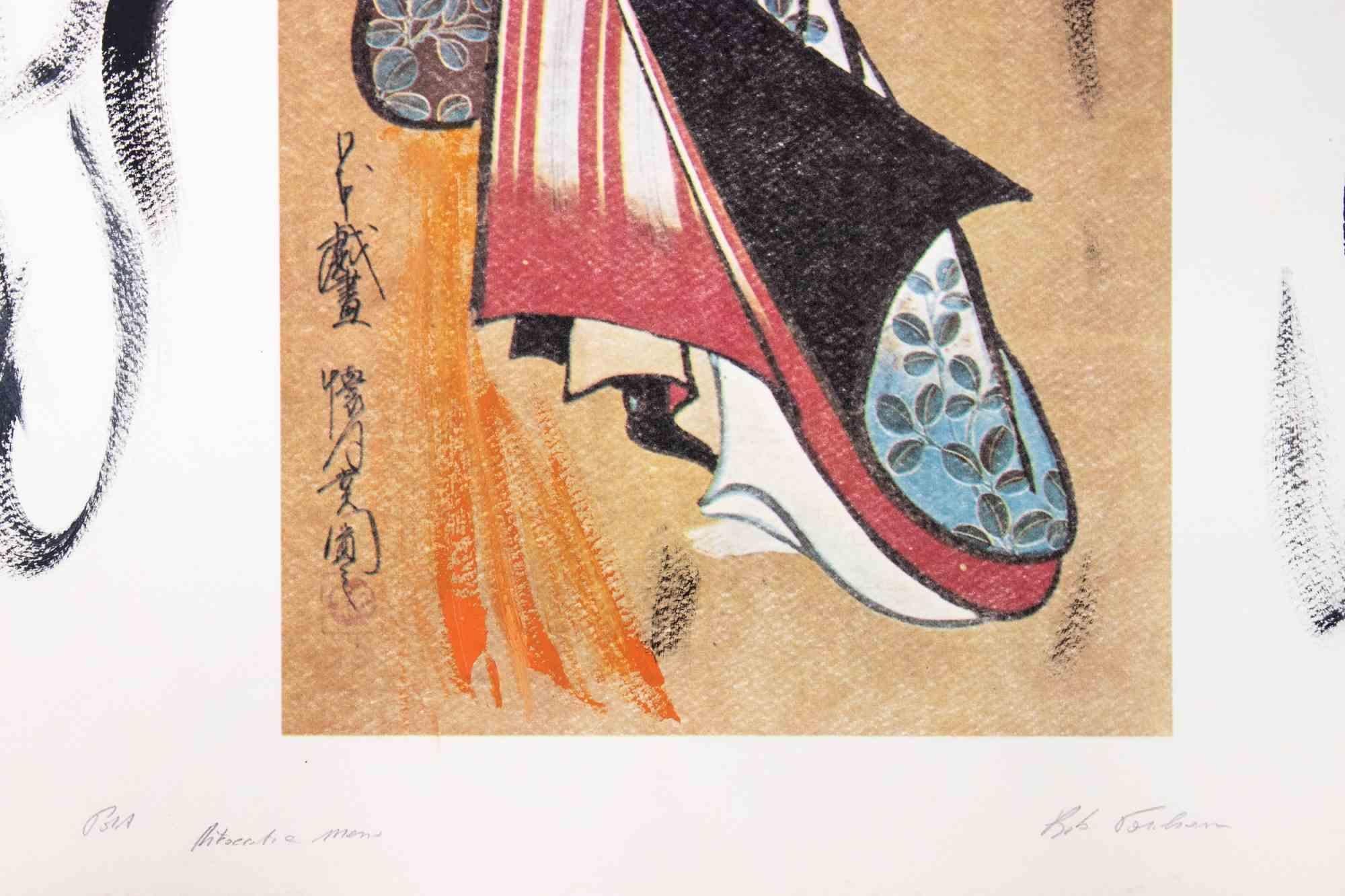 Geisha is an original artwork realized by Bob Paulson during the 1970s.

The technique used by the artist is lithograph, retouchè.

Good condition.

Artist Proof, Hand signed.

Editor Fondazione Vincenzo Di Paolo.