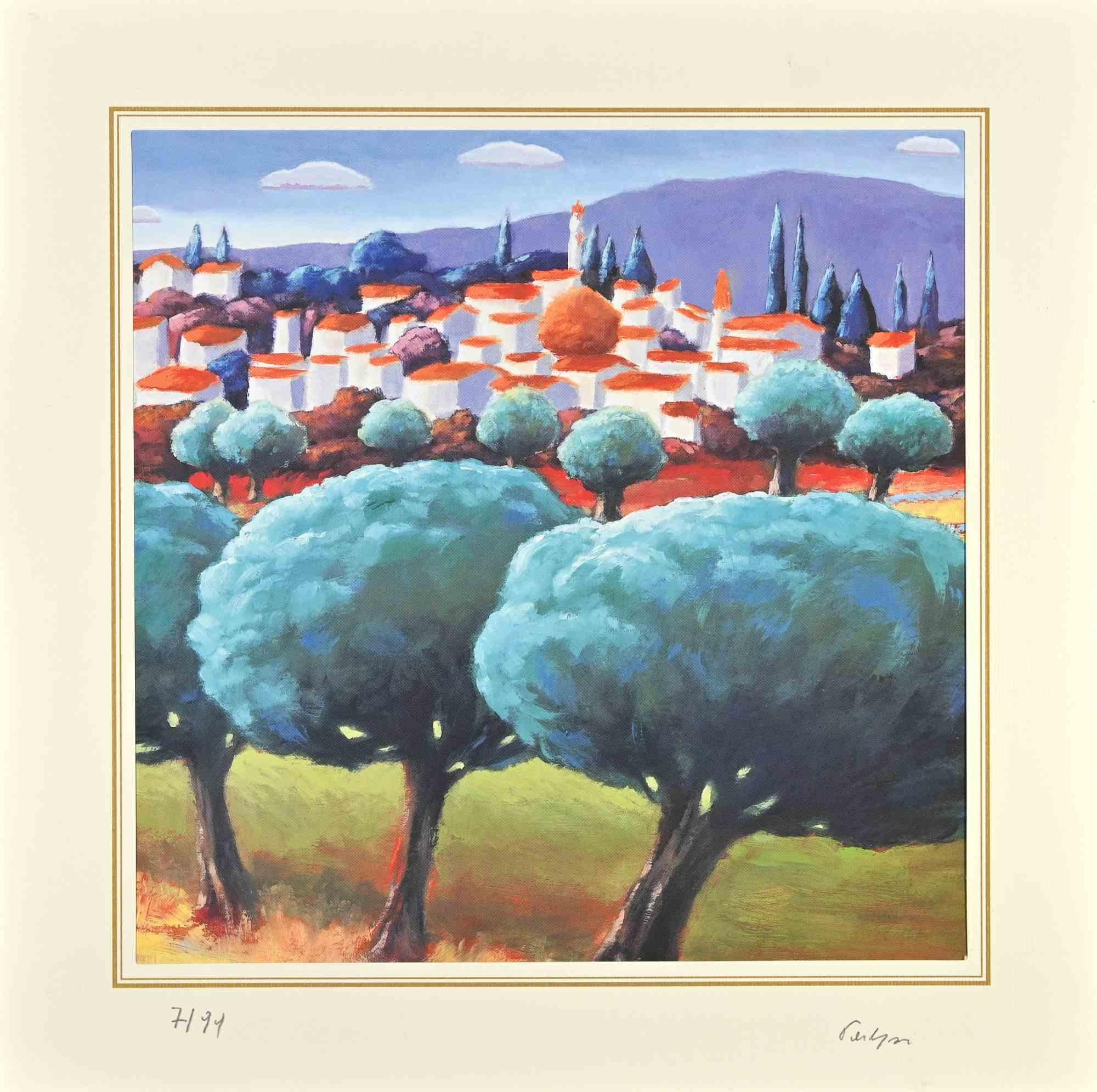 Landscape ist eine Lithographie von Bob Paulson aus den 2000er Jahren.

Nummeriert, Ausgabe, 7/99.

Handsigniert.

Das Kunstwerk wird durch harmonische Farben in einer ausgewogenen Komposition dargestellt.