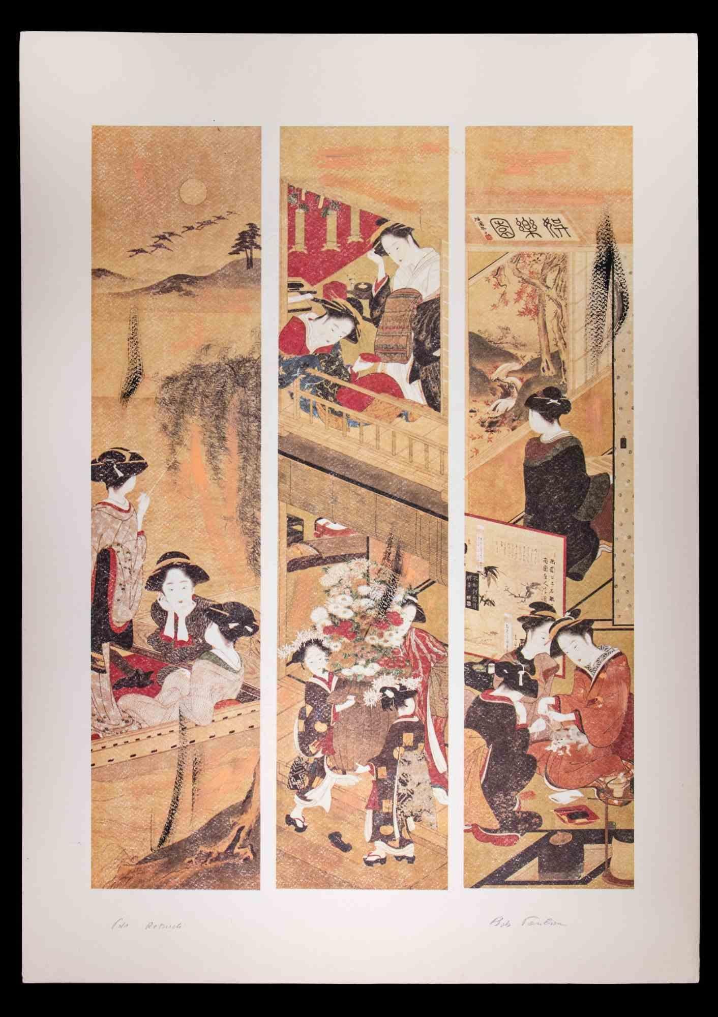 Old Japan  is an original artwork realized by Bob Paulson during the 1970s.

The technique used by the artist is lithograph, retouchè.

Good condition.

Artist Proof, Hand signed.

Editor Fondazione Vincenzo Di Paolo.