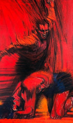 Boxing Ring. Boxed Knocked to Floor with 10 Count, Red and Black,  Esquire Mag