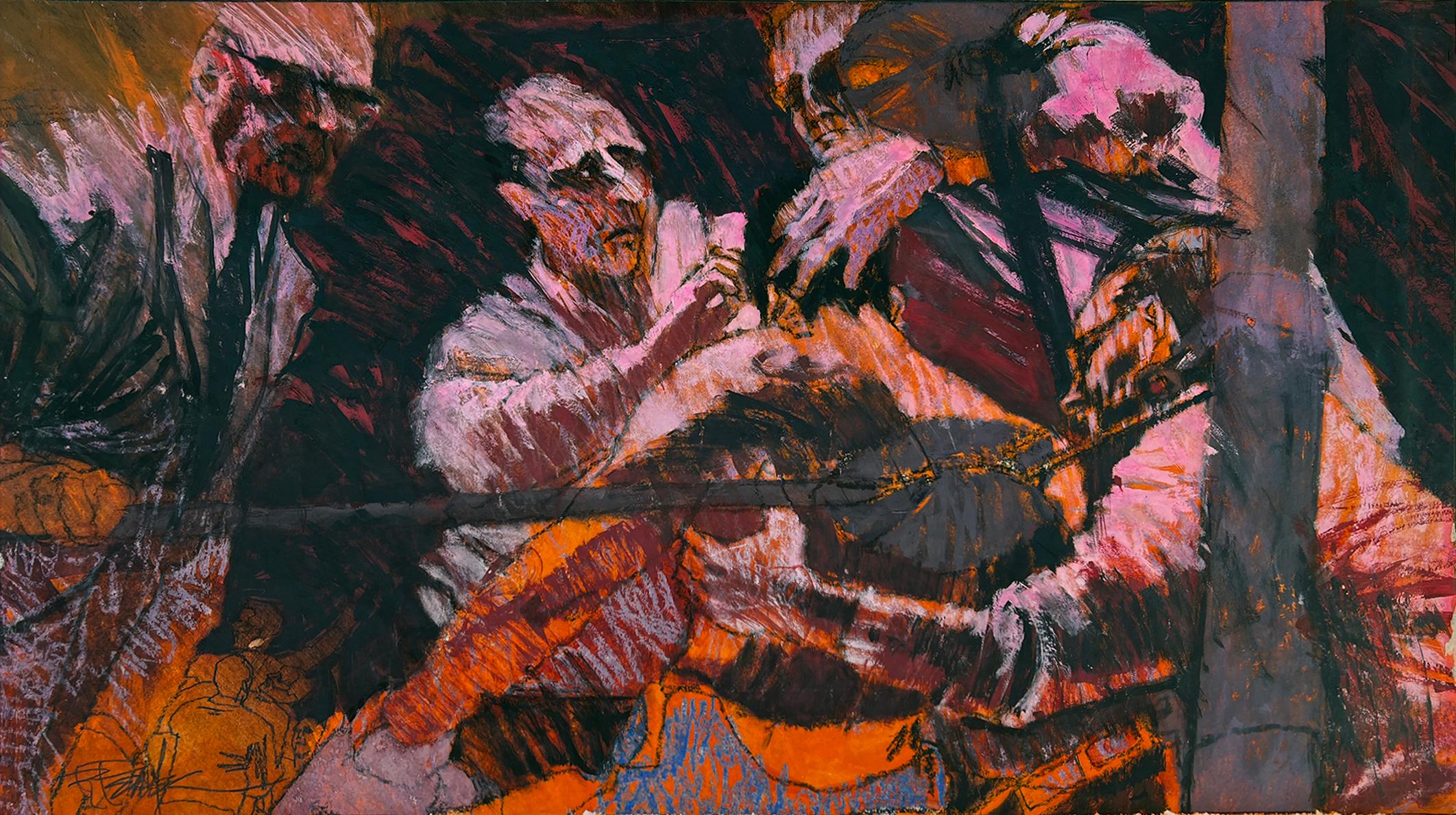 Bob Peak Figurative Painting - Boxing Scene. Vanquished Boxer in his Corner. Sports Illustrated Boxing Story