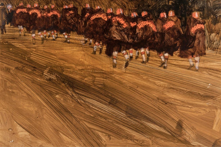 Bob Peak Football Team Sports Action Painting Abstract Expressionism