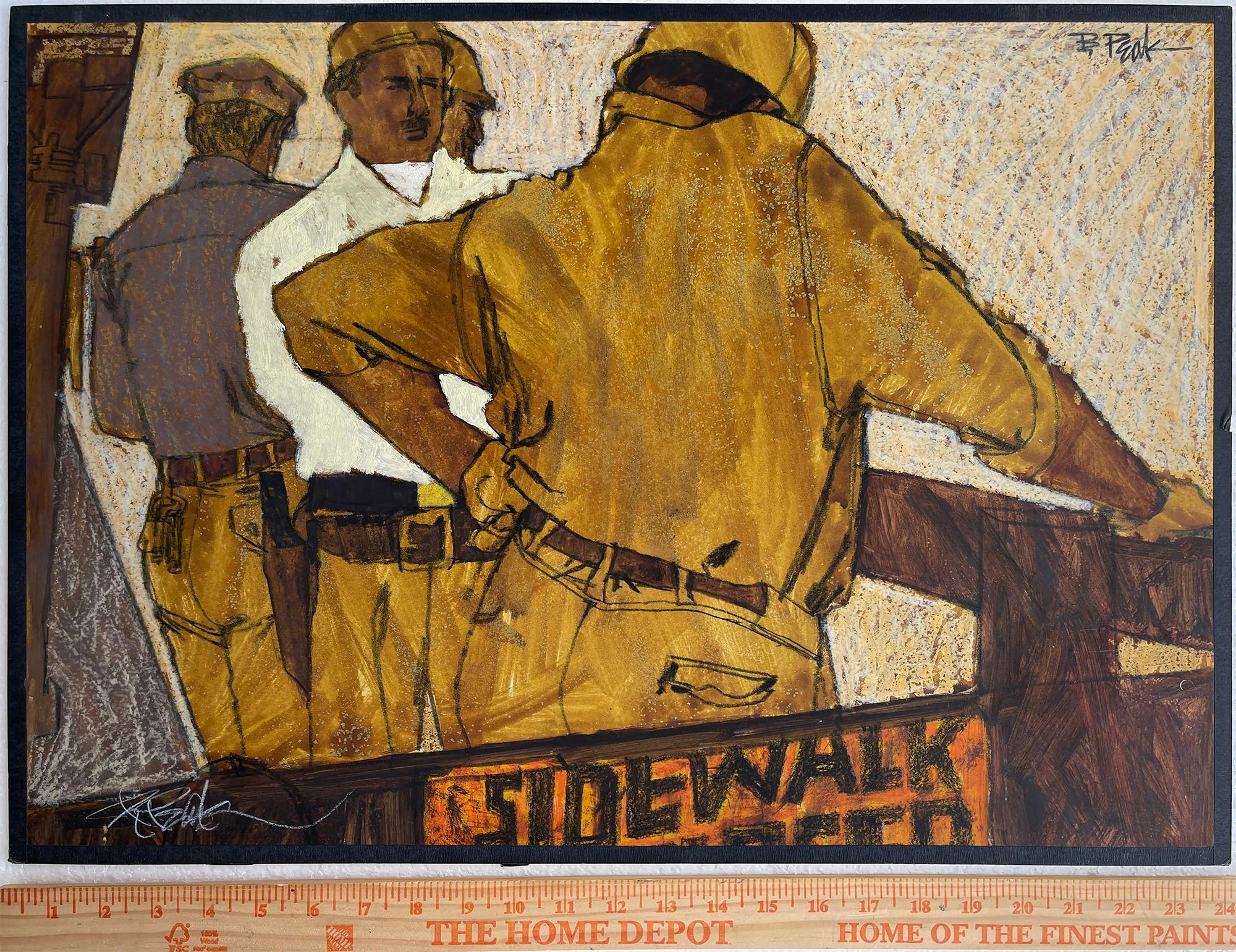 Construction Workers Painted the Style of Vuillard  Post-Impression Les Nabis - Painting by Bob Peak