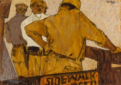 Vintage Construction Workers Painted the Style of Vuillard  Post-Impression Les Nabis, 