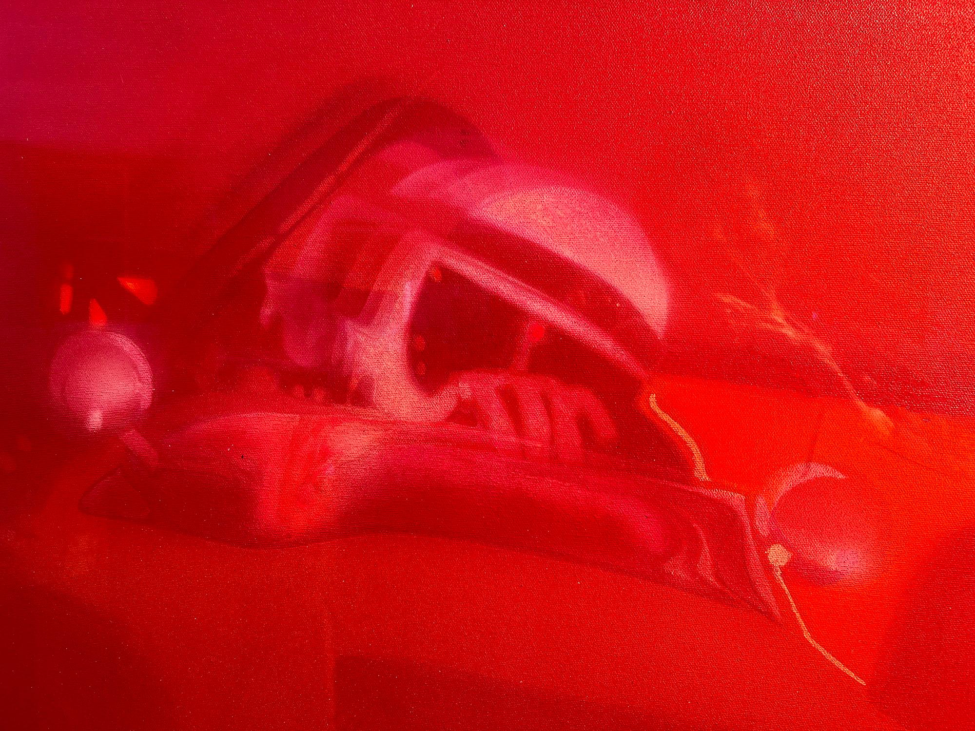 Racing-Autos in leuchtendem Rot  Sportwagen illustrierte Illustration – Sportwagen – Rosa  (Farbfeldmalerei), Painting, von Bob Peak