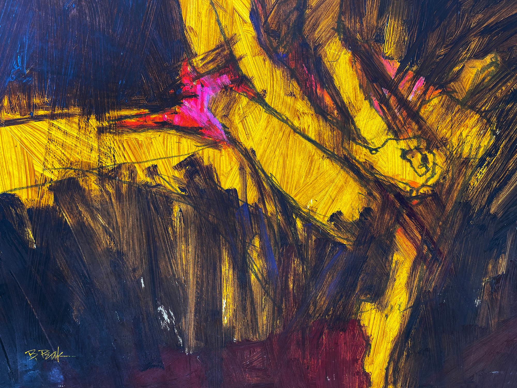 Sportsportporträt eines sportlichen, teilweise nackten Jungen mit schnellen Pinselstrichen  (Abstrakter Expressionismus), Painting, von Bob Peak