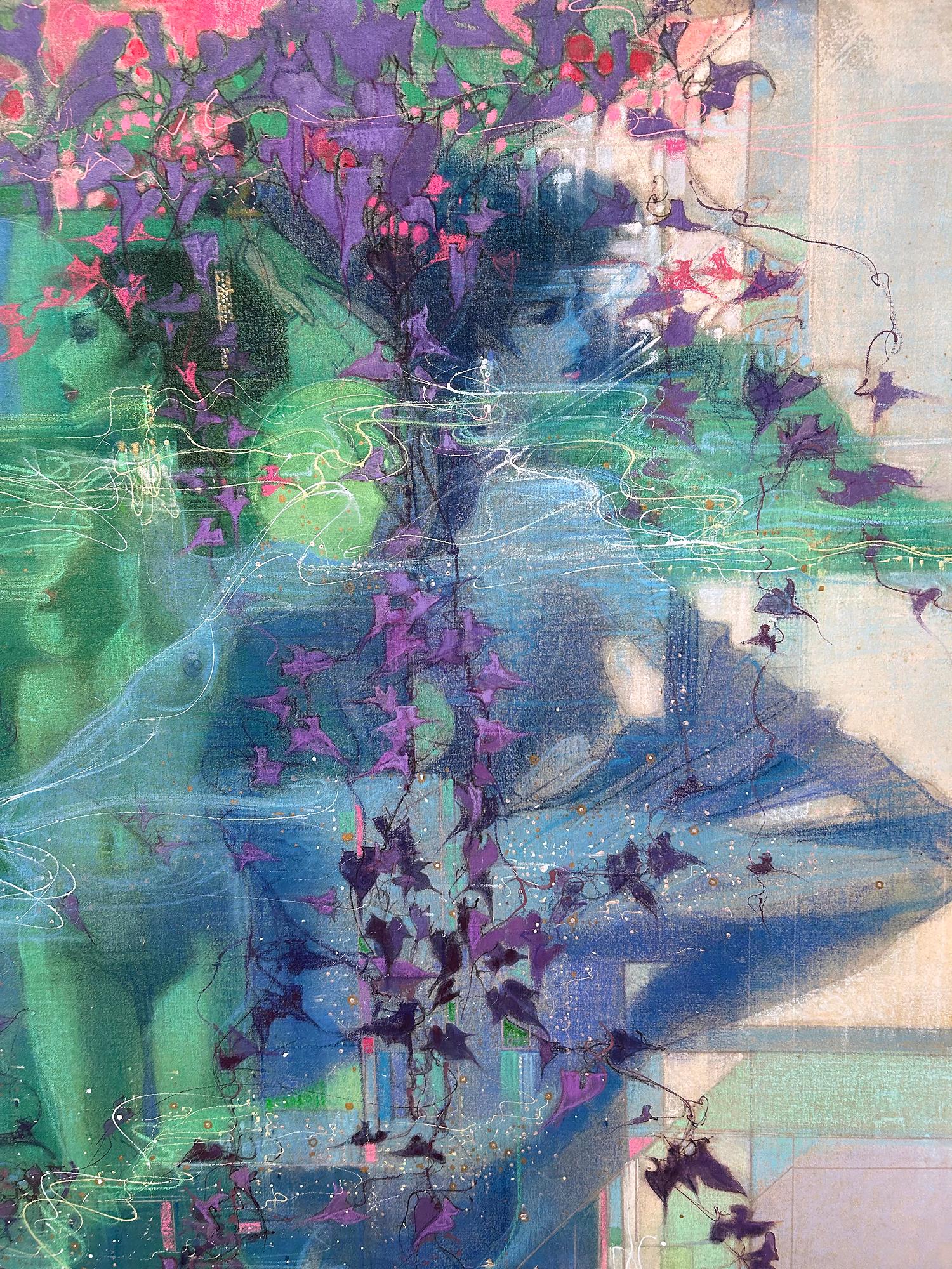 Del verano a la primavera -  Desnudo Femenino Art Nouveau Fantasía - Painting de Bob Peak