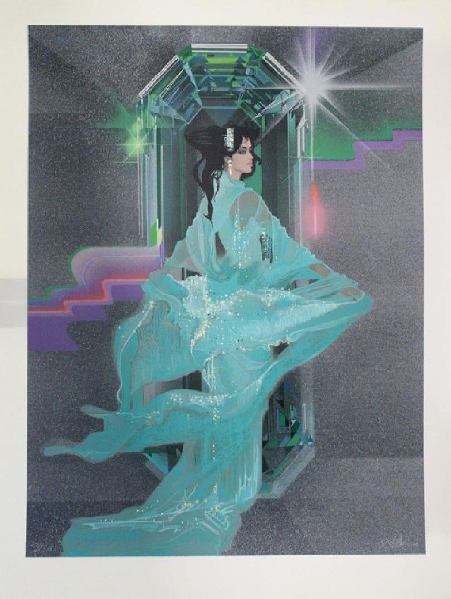 Lady in Aqua-Embossed, Limited Edition Lithograph. Signed by Artist - Print by Bob Peak