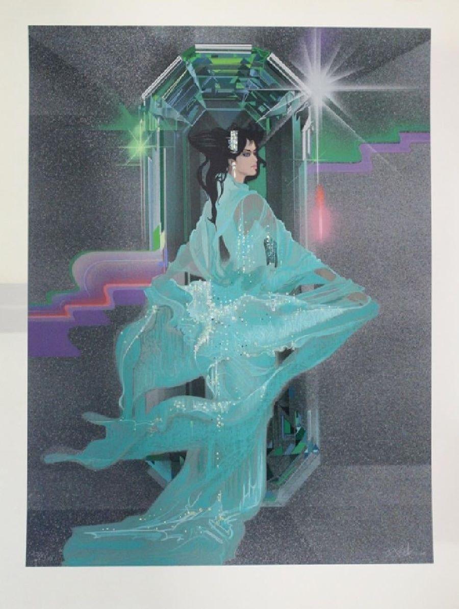 Dama en Aqua-Embossed, Litografía de edición limitada. Firmado por el artista - Print de Bob Peak