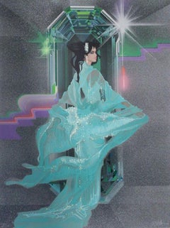 Lady in Aqua-Embossed, Limited Edition Lithograph. Signed by Artist