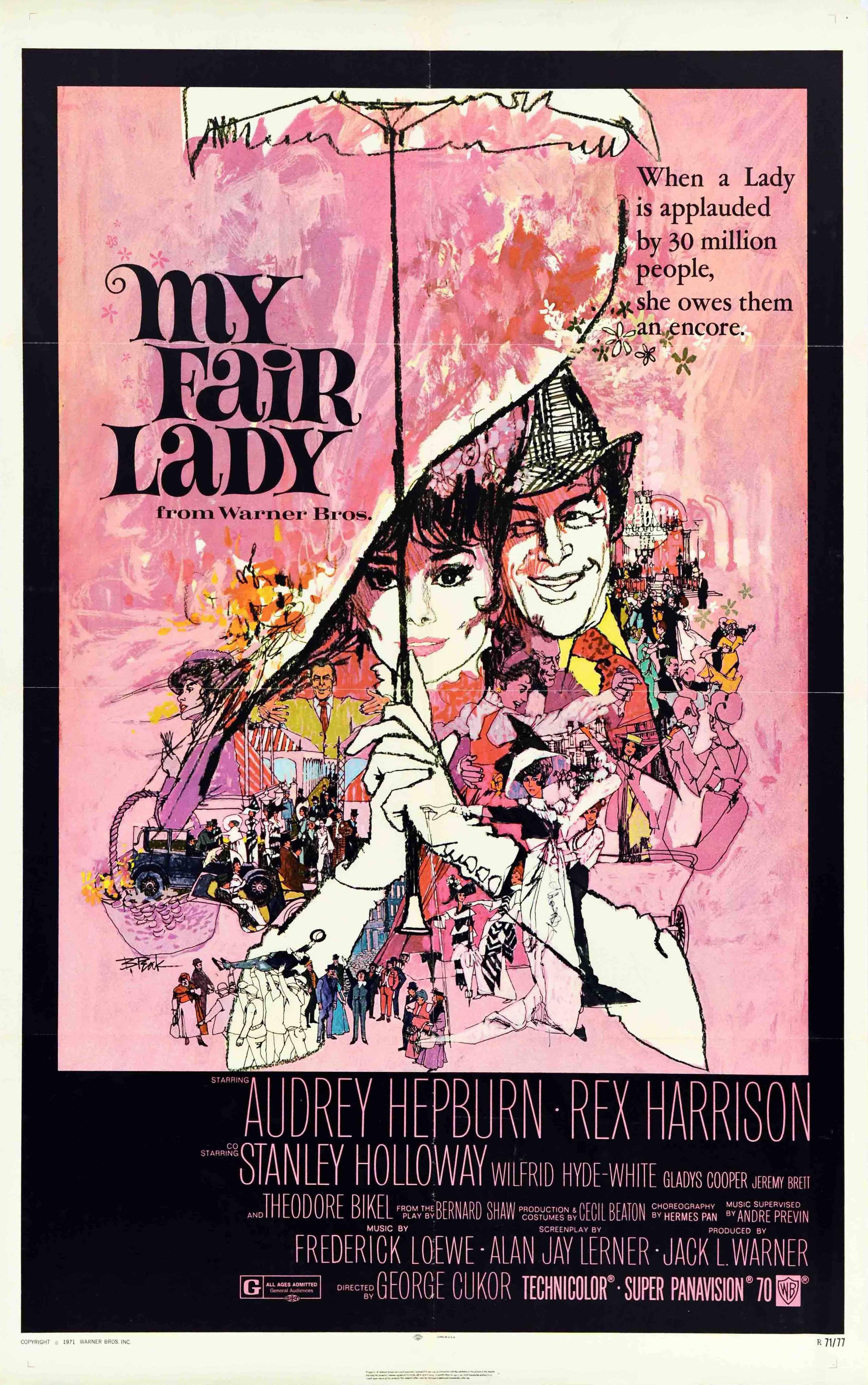 Original Vintage Movie Poster My Fair Lady Hepburn Harrison Musical Comedy Art