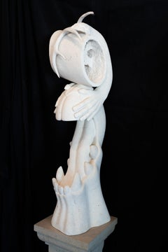 "Boogie Woogie Got a Horse Bit" Fantastical Psychedelic Sculpture White Stone