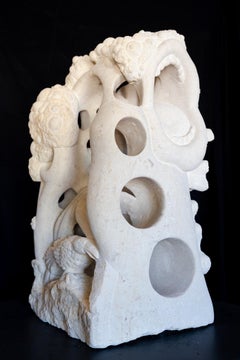 "Night at the Opera" Psychedelic Sculpture White Carves Stone Mouth Singing Fun