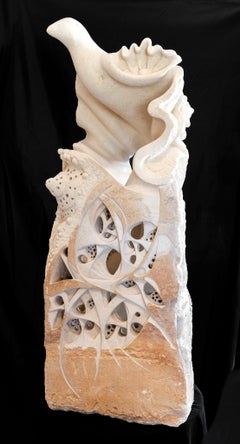 Escultura psicodélica "Caramelo de mar" Tallada en piedra caliza blanca por Bob Ragan