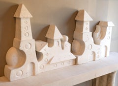 "White Village" Sculpture Fantasy Stone Carving Houses Towns City Castle Steeple