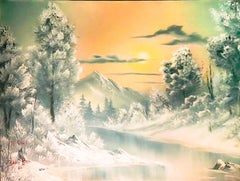 Bob Ross Original Painting Signed 18” x 24” Winter Landscape Oil on Canvas
