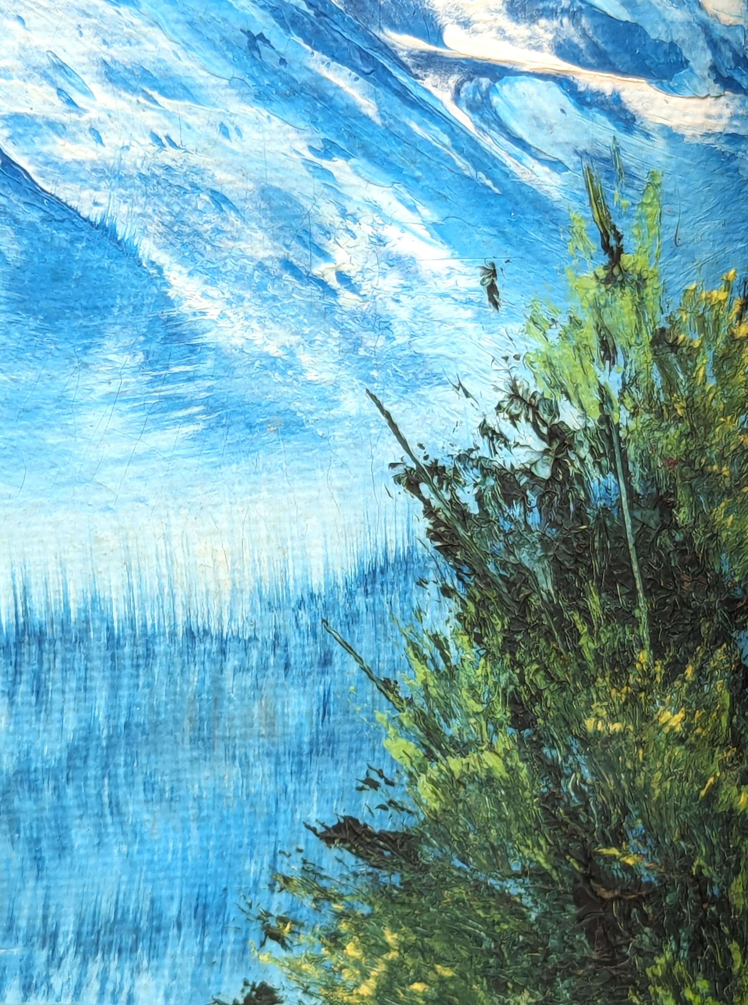 Naturalistic Blue & Green Alaskan Mountain Landscape Oil Painting with Trees 4