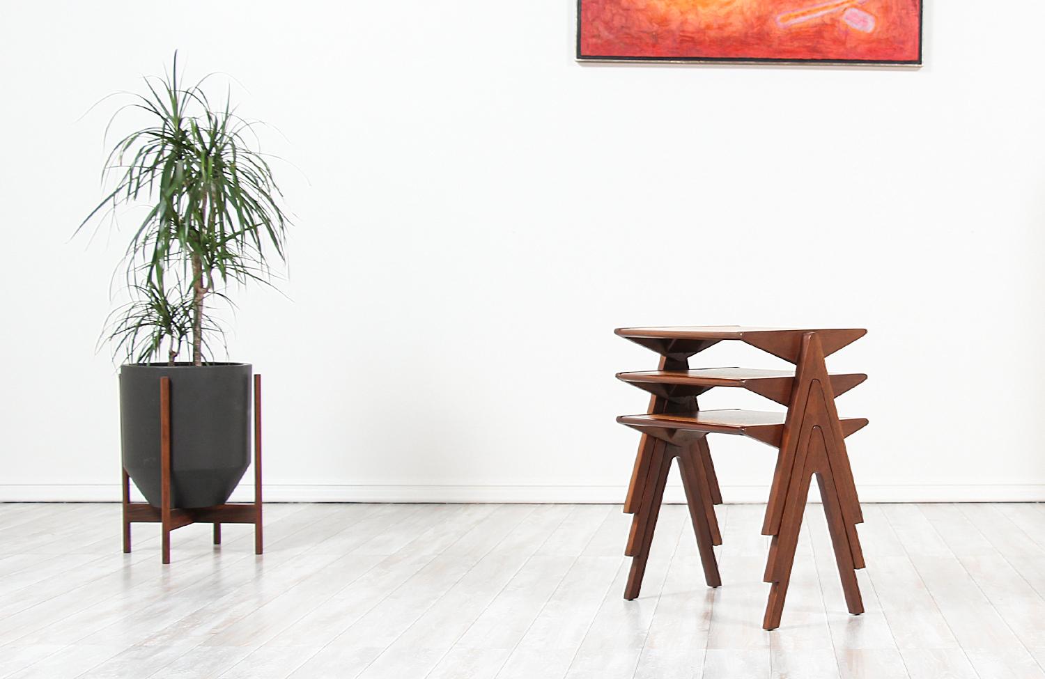 Bob Roukema Cork Top Nesting Tables for Jon Jansen In Excellent Condition In Los Angeles, CA